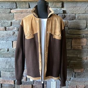 Men's Brown and Tan Cardigan Sweater